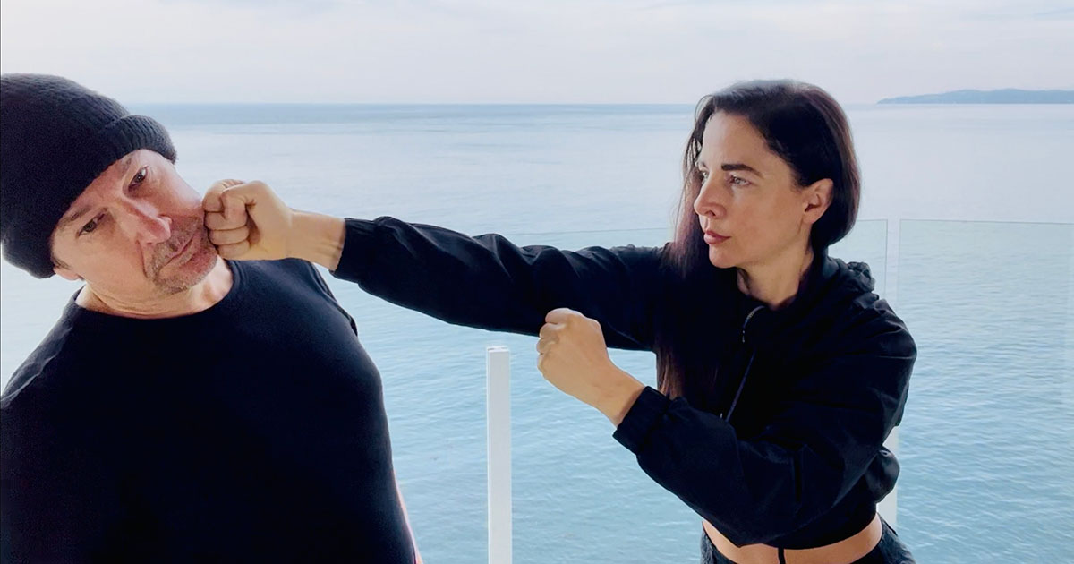 Kendra Mahon throwing a Wing Chun chain punch